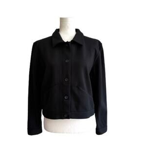 Liz Claiborne Liz & Co Jacket Black Button Front Pockets Sport Cardigan Size MP